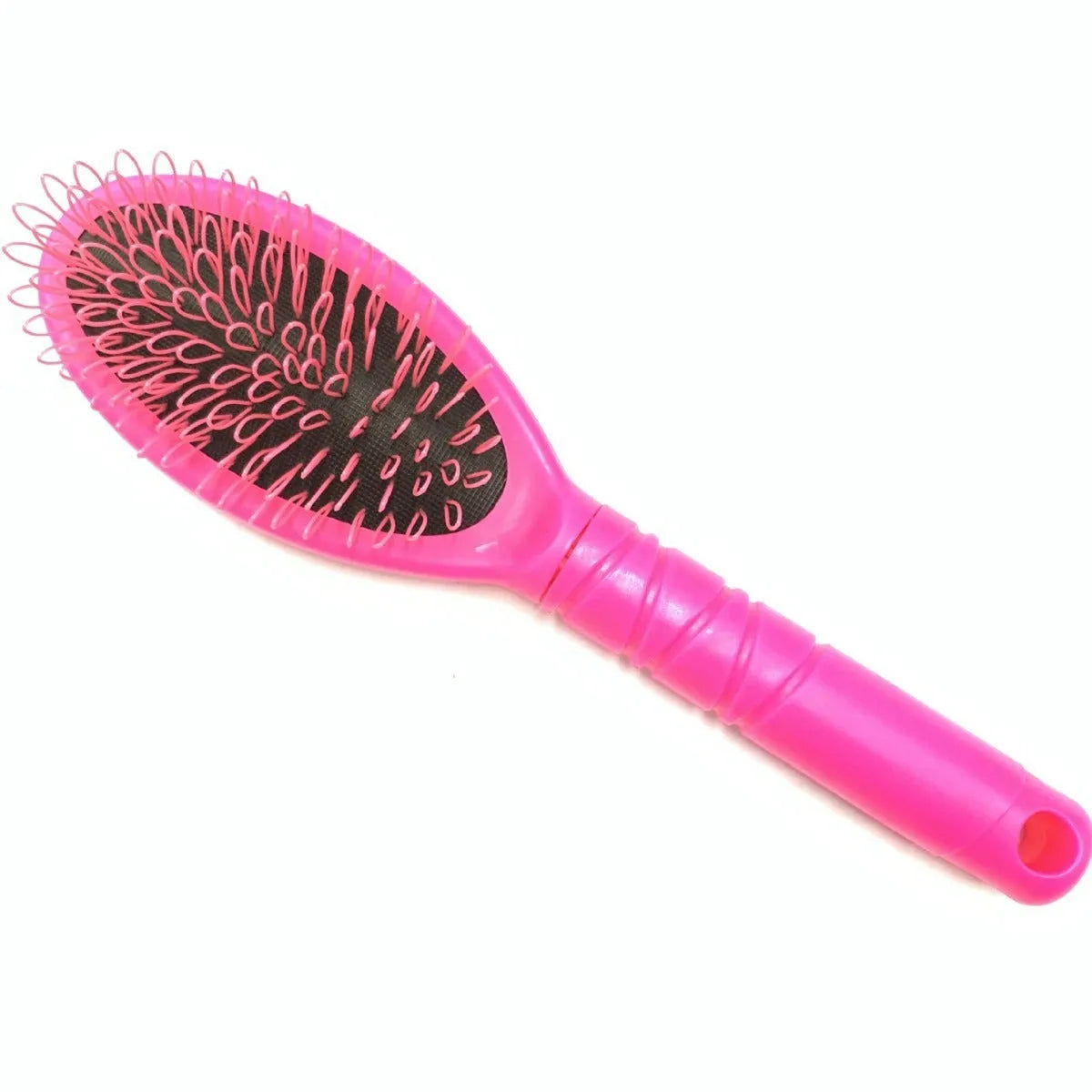 Black ring tooth plastic comb with airbag feature for hair extensions, shown next to a pink version.