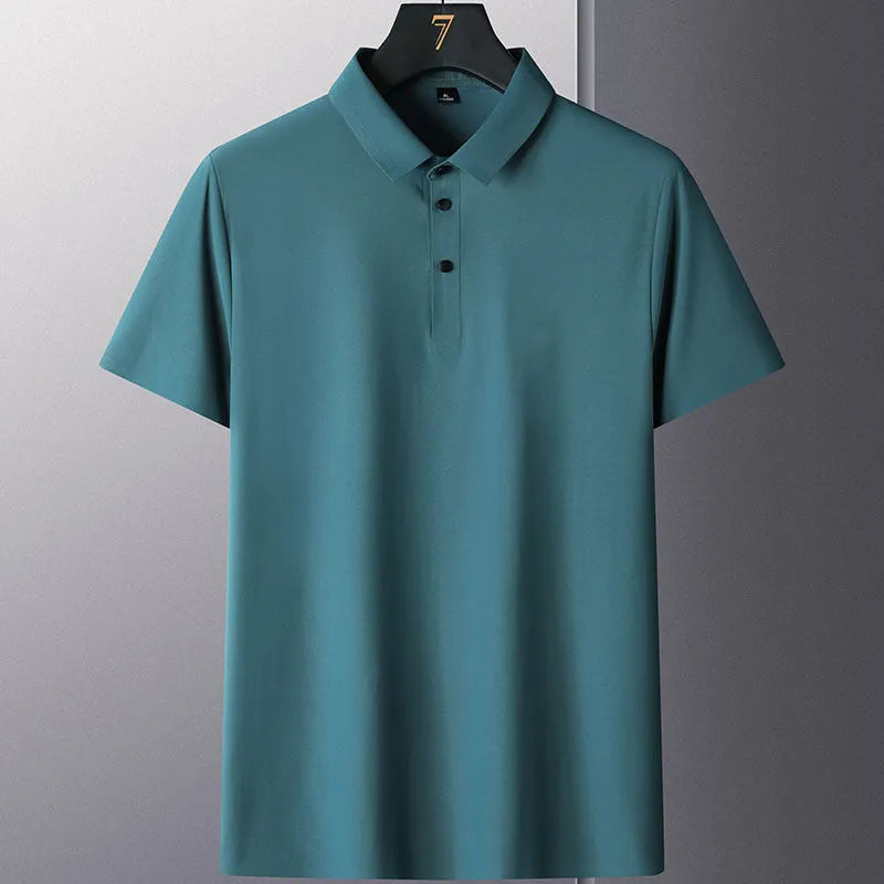 Men's non-ironing short sleeve business casual shirt in solid colour on hanger