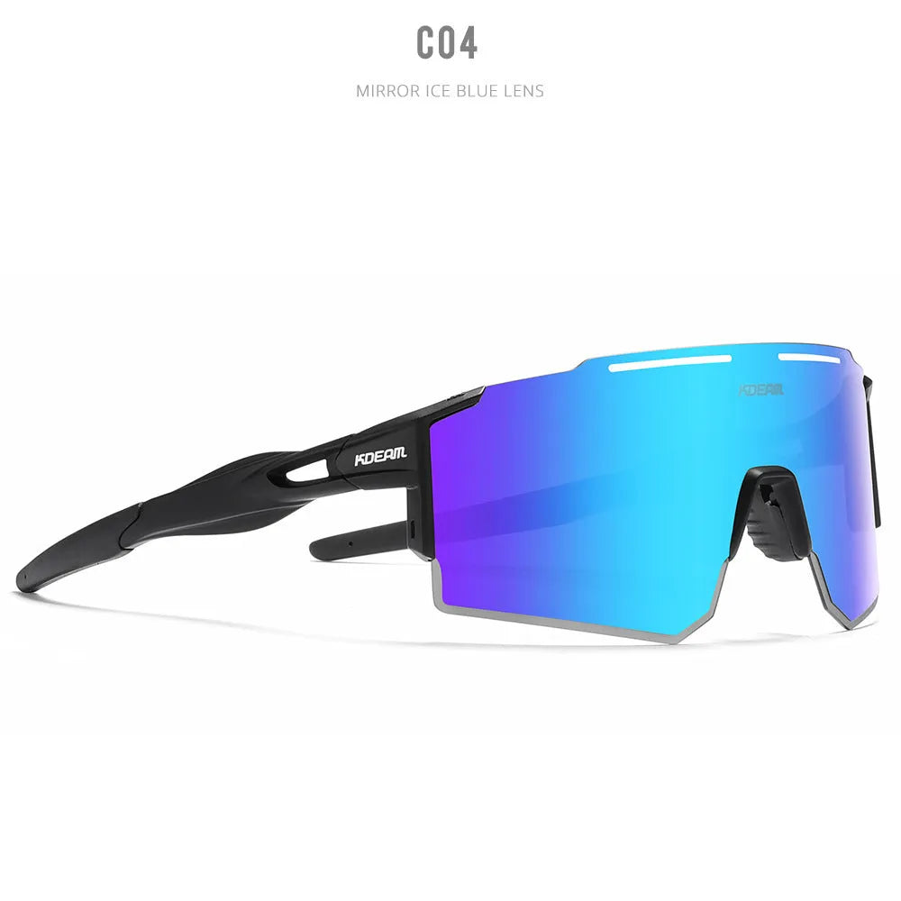Ultralight polarised cycling sunglasses with frameless TR90 frame in a selected colour.