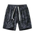 Men's high waist camouflage corduroy athletic shorts in white gray and black colors with straight fit design