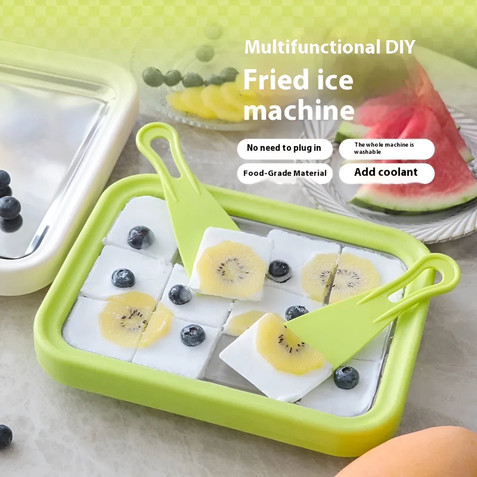 Children's manual DIY fried yogurt machine in green, pink, white, or rose red, showing 22.5 cm height.