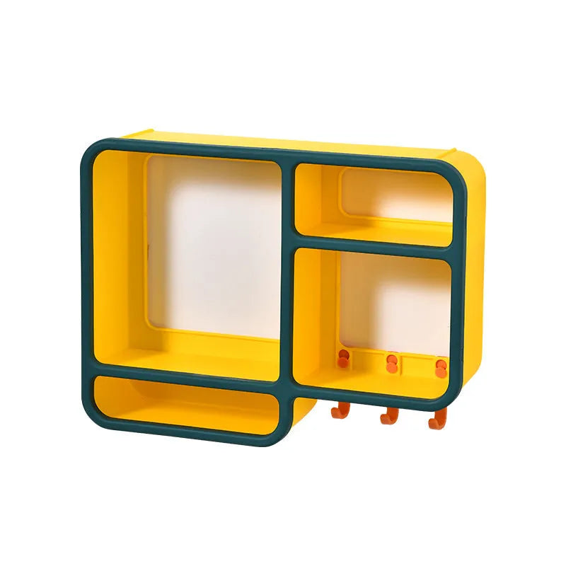 Plastic dust-proof wall shelf for cosmetics in white, 36.2x27.2x9.3cm, wall-mounted storage box