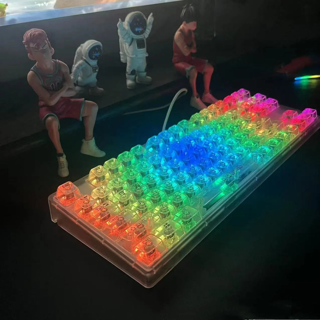 Large transparent plastic key cap set with 132 keys for mechanical keyboard replacement