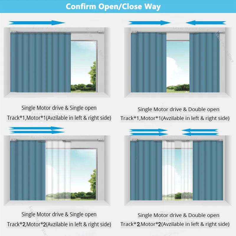 Smart curtain electric system with aluminium track, rechargeable lithium battery motor, and remote control for WiFi voice operation