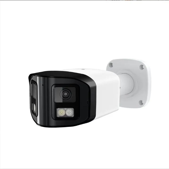 4MP dual-lens IP security camera with panoramic view and IP66 waterproof rating