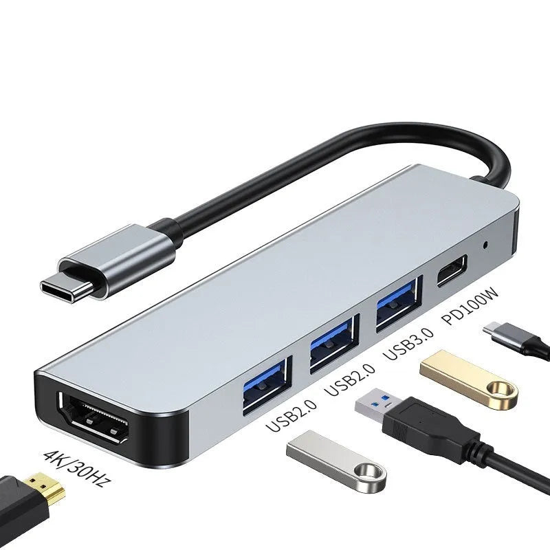 Portable notebook and tablet computer expansion dock with TYPE-C interface and 13.5cm cable