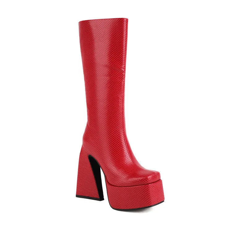 Women's artificial PU casual ankle boots in black, red, blue, and white colour options