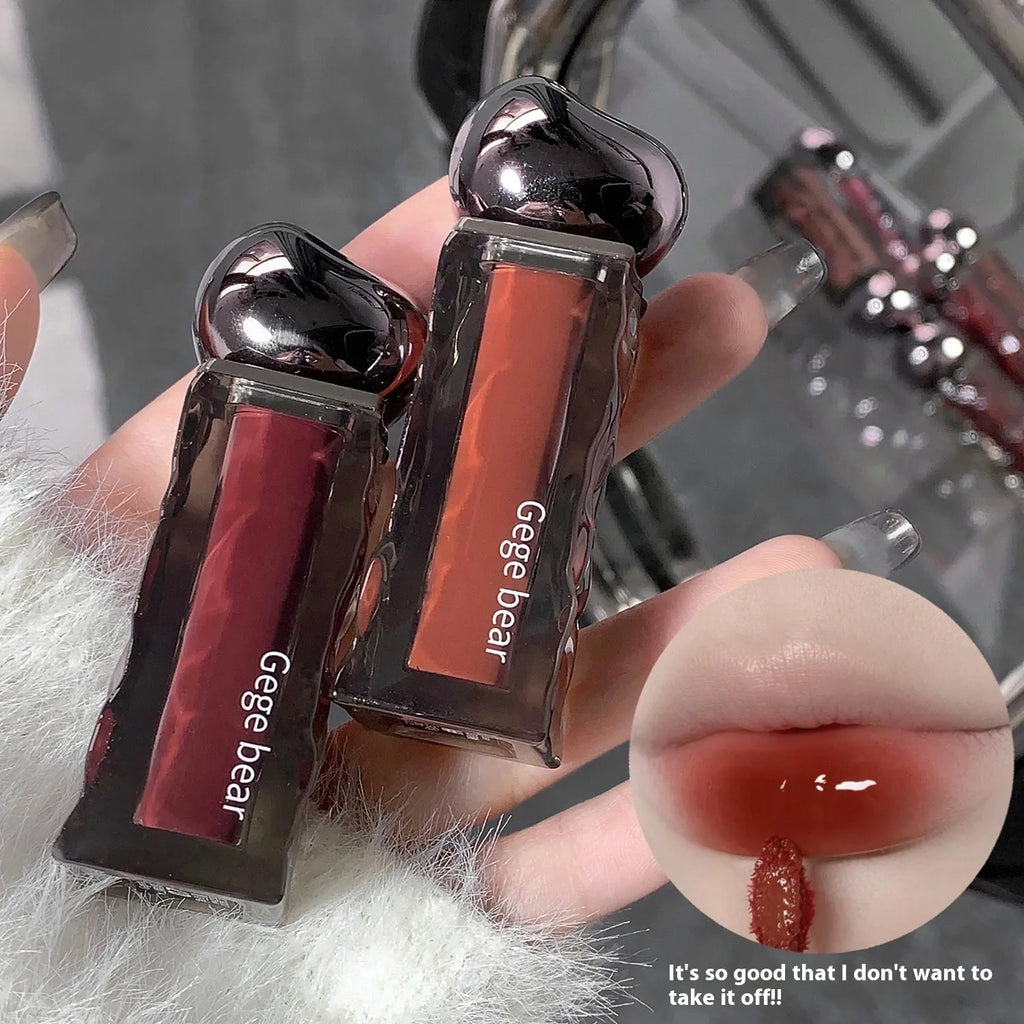 Glacier Lava Lip Lacquer cosmetic product in water-light mirror finish with seven shade number options