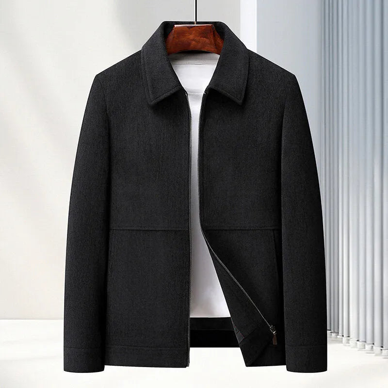 Men's slim fit casual jacket in polyvinyl alcohol fabric available in black, brown, caramel, and dark blue