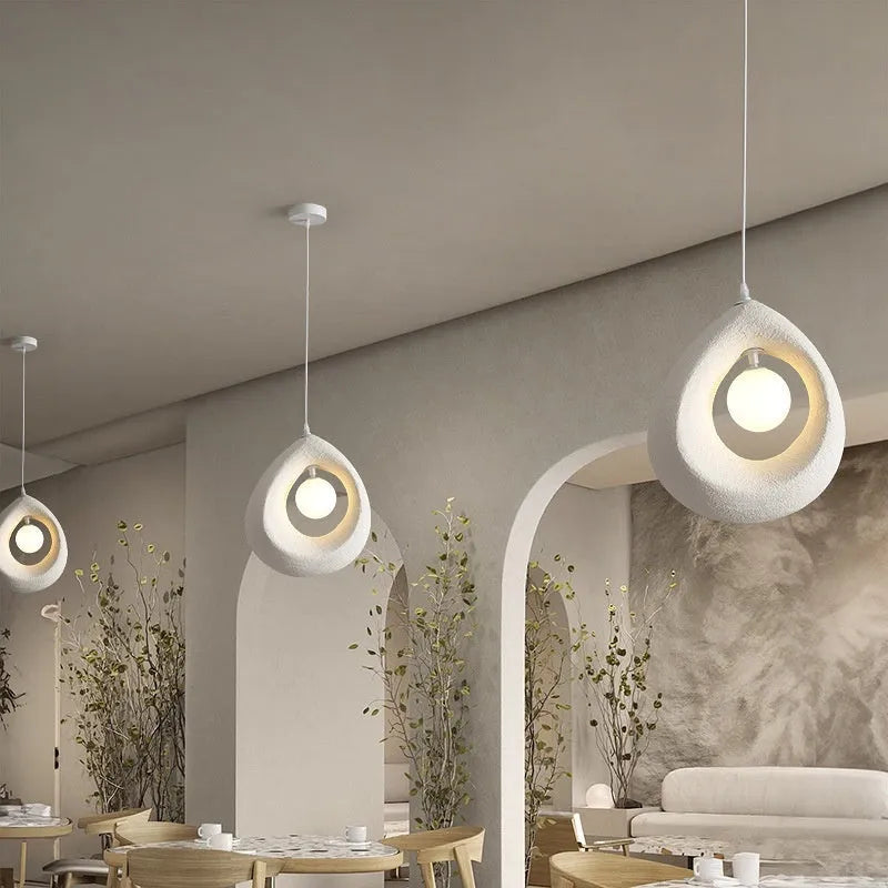 Modern bar chandelier pendant light with milky white lampshade