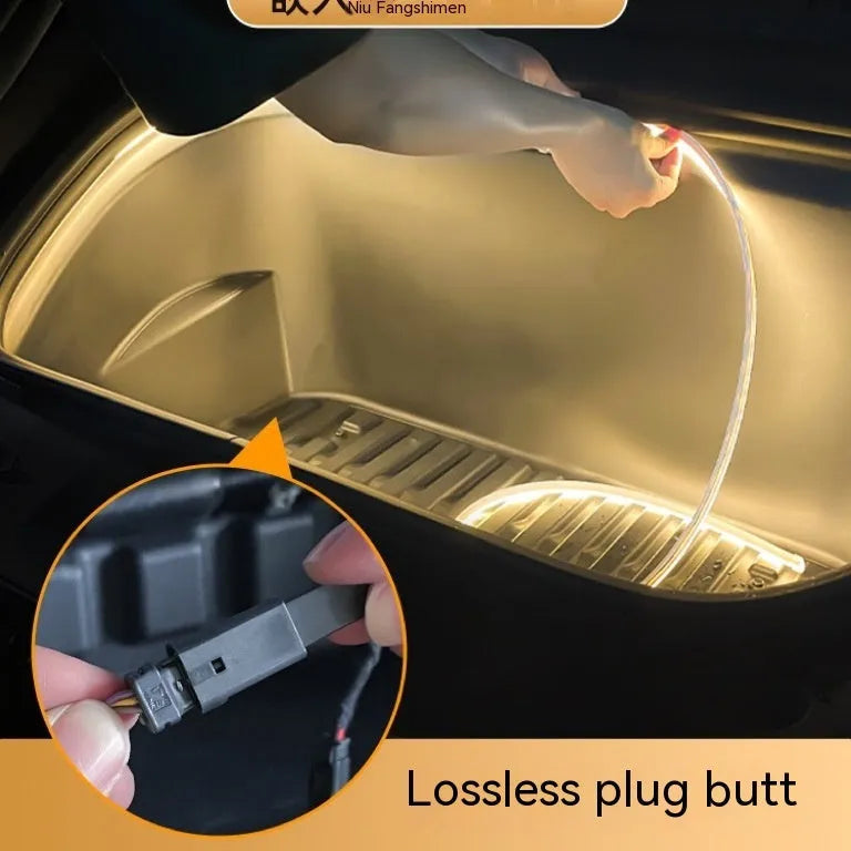 Tesla Model 3 Model Y front console ambient light kit with soft silicone light bar in choice of three colours