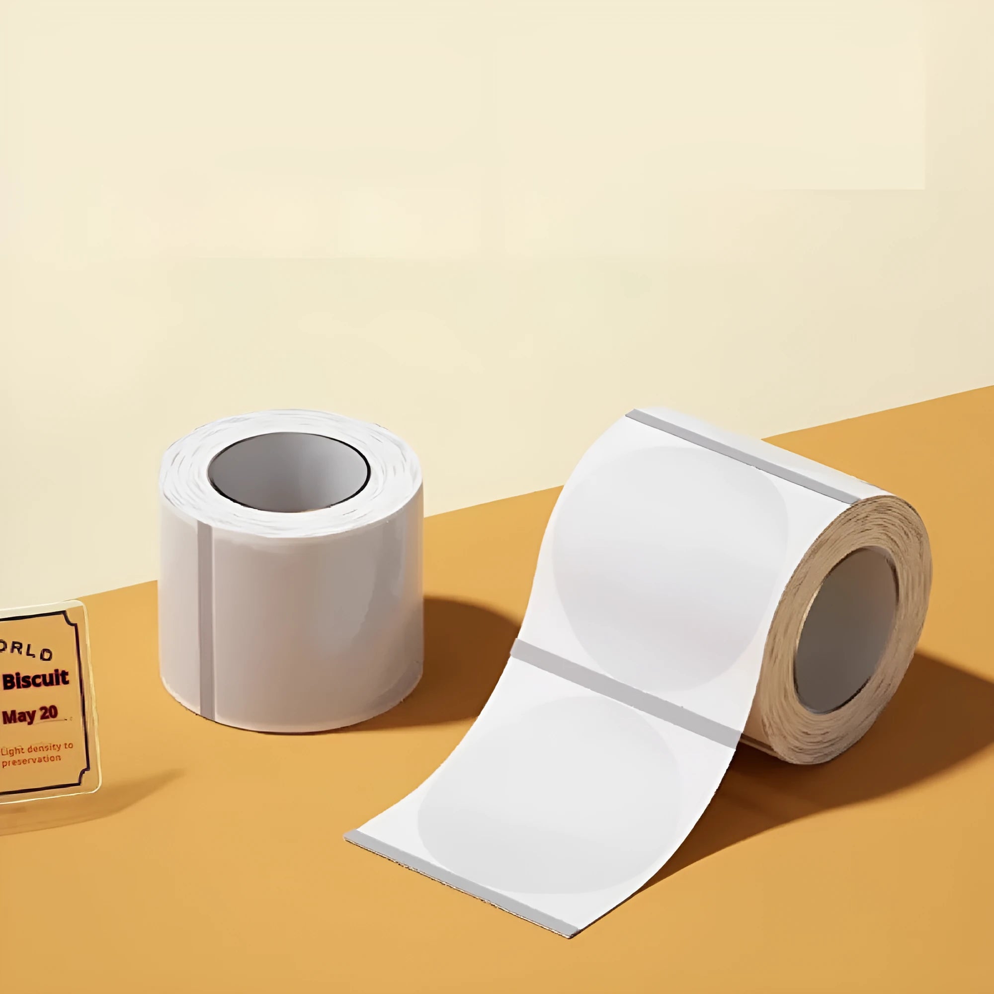 Pack of transparent waterproof adhesive label stickers in various rectangular and round sizes on a sheet.