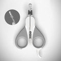 Grey cat nail clippers with angled blade and safety lock for small pet grooming