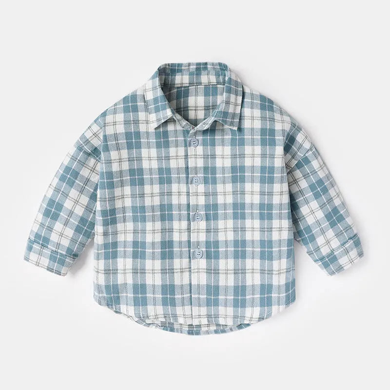 Boys' cotton lattice pattern shirt in multiple colours with animal and cartoon elements