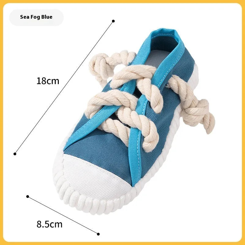 Plastic dog chew toy with bends design in rock yellow colour showing self-hi sound feature