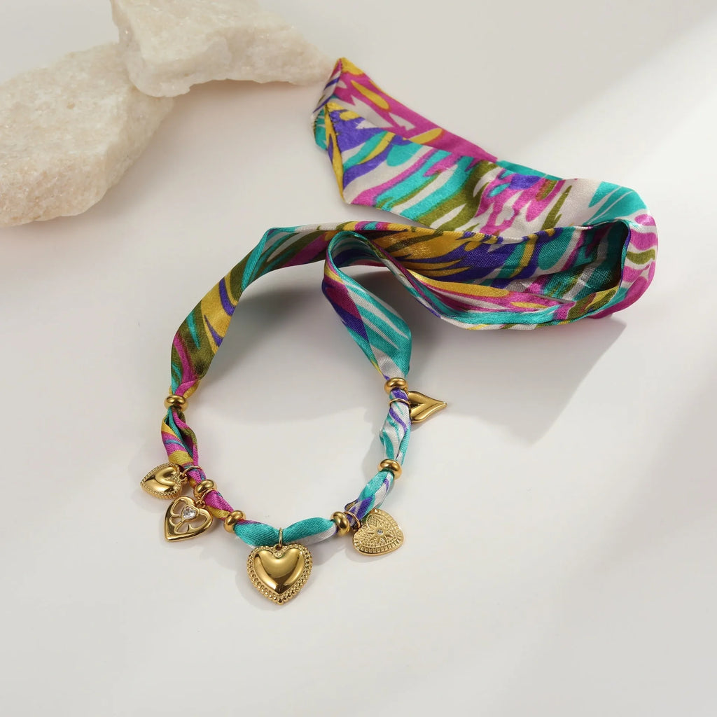 Women's stainless steel geometric pendant necklace and bracelet set with 18K gold plating on regular chain