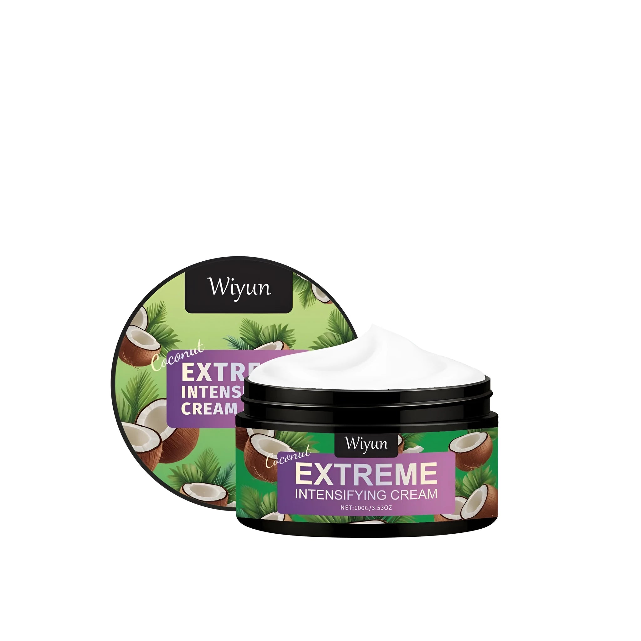 50ml tube of caramel-coloured coconut intensifying cream hair gel with coconut and olive oil.