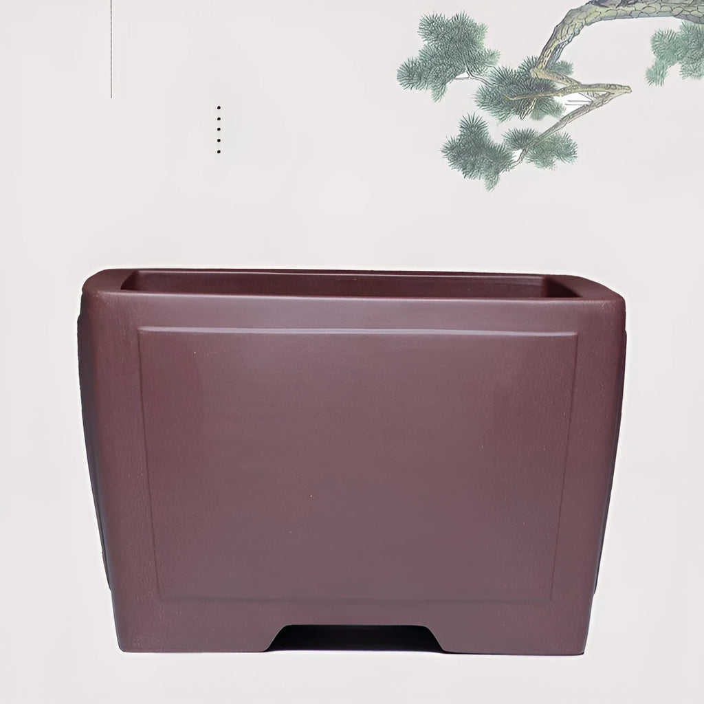 Square purple clay succulent bonsai pot in classic style for indoor plant display