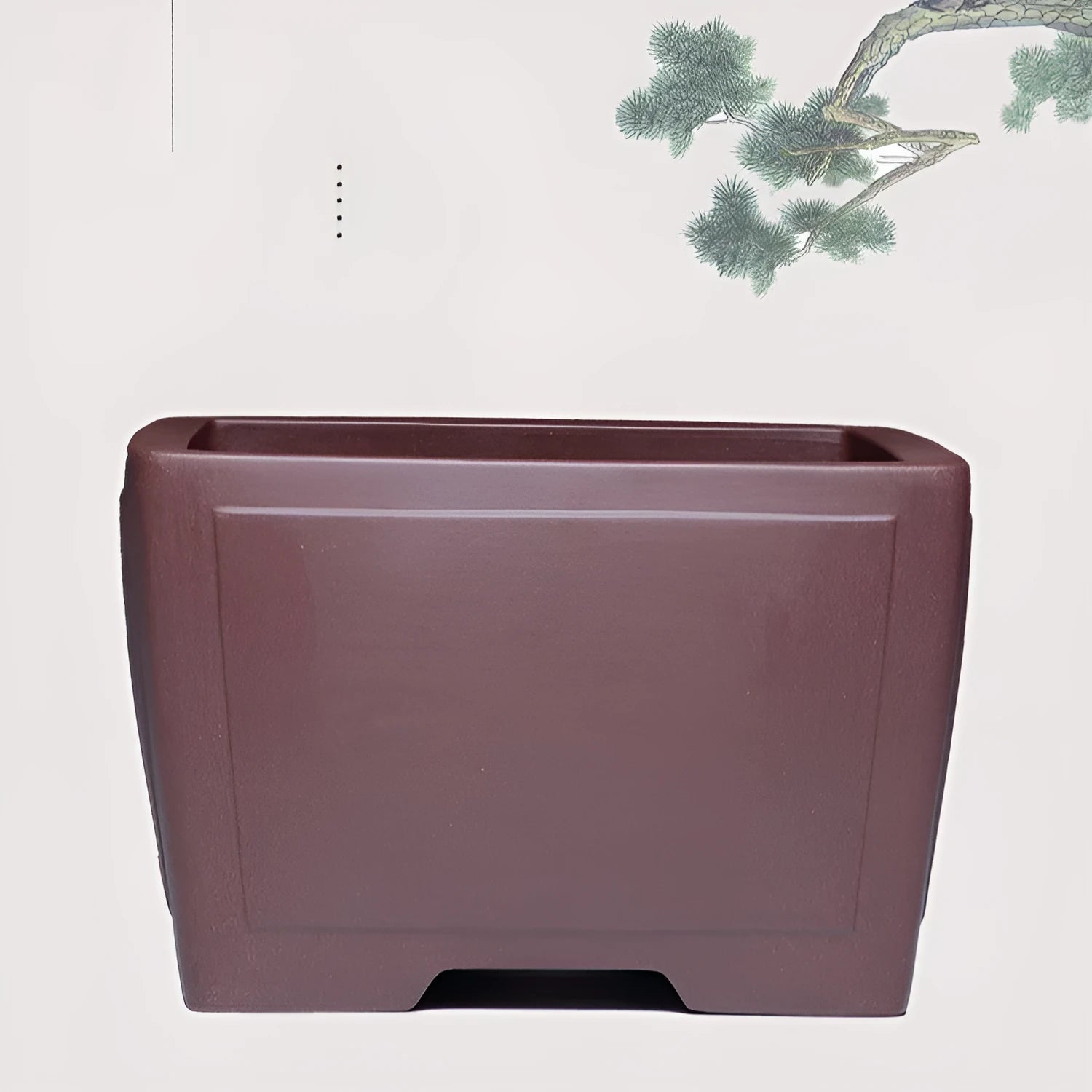 Square purple clay succulent bonsai pot in classic style for indoor plant display