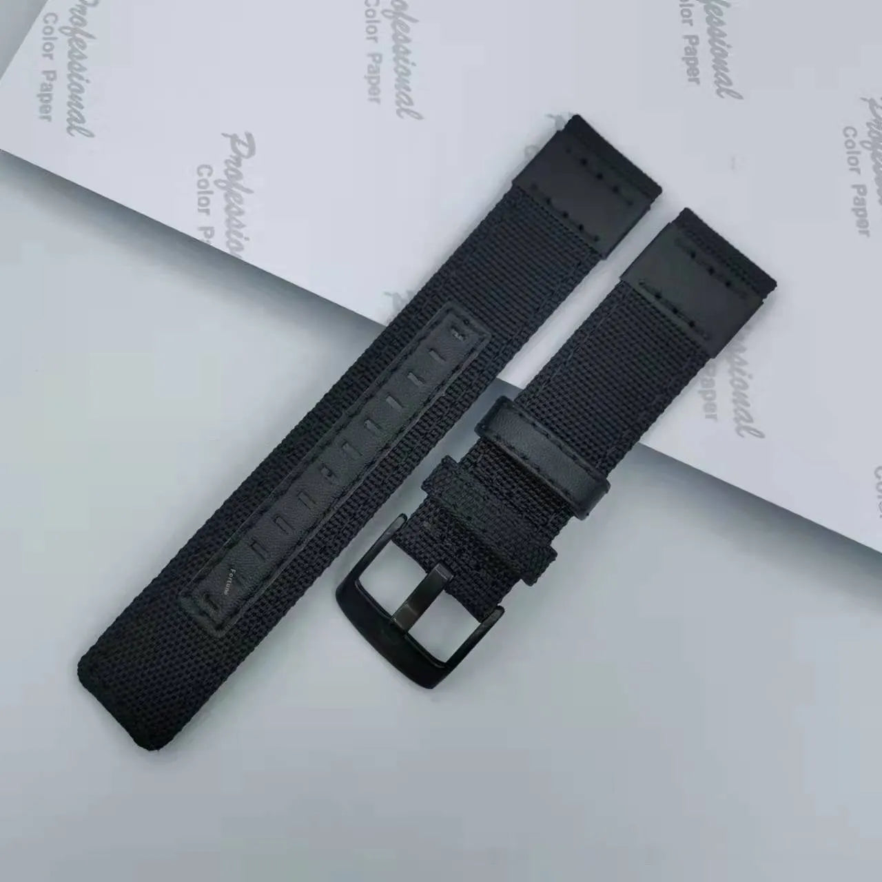 Oxford cloth canvas watch strap showing multiple width and colour options