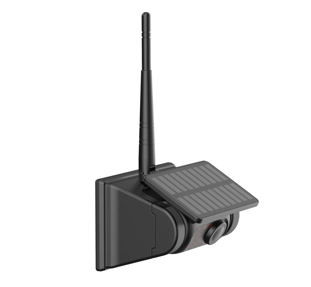 Solar wireless charging camera with aluminium alloy shell and magnet suction base for vehicle mounting.