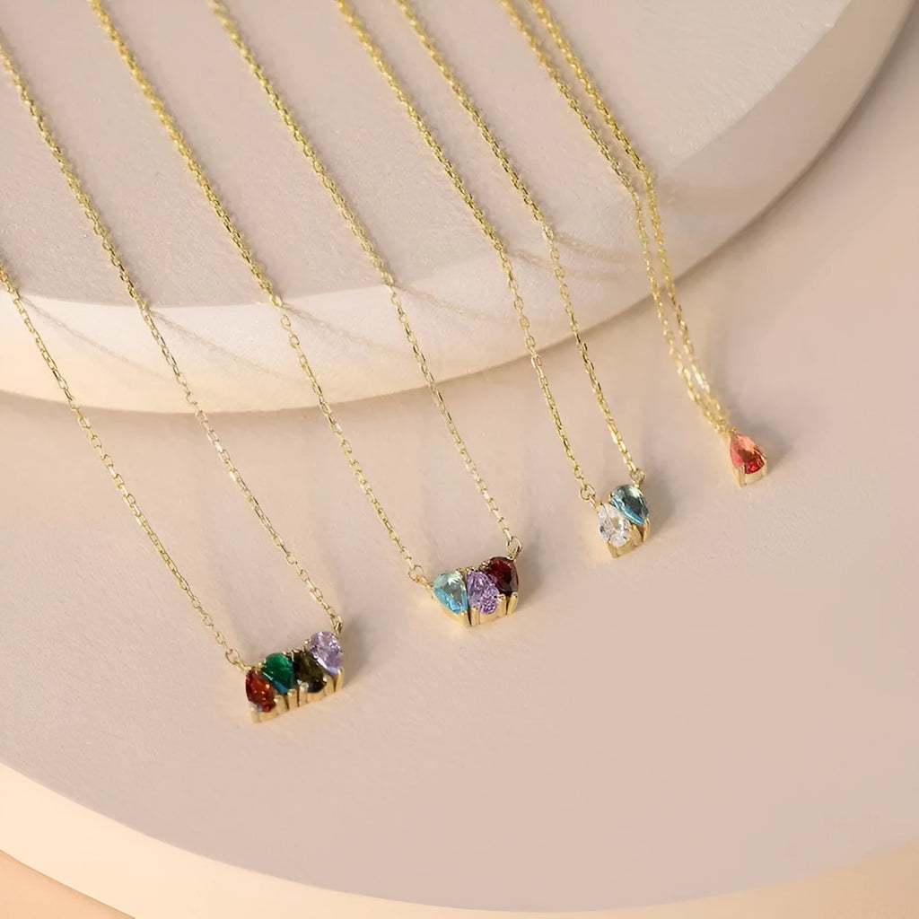 Titanium steel zodiac birthstone necklace with monthly pendant and zircon stone on princess chain