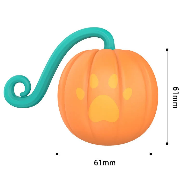 Electric glowing cat toy ball with automatic movement in watermelon or pumpkin design