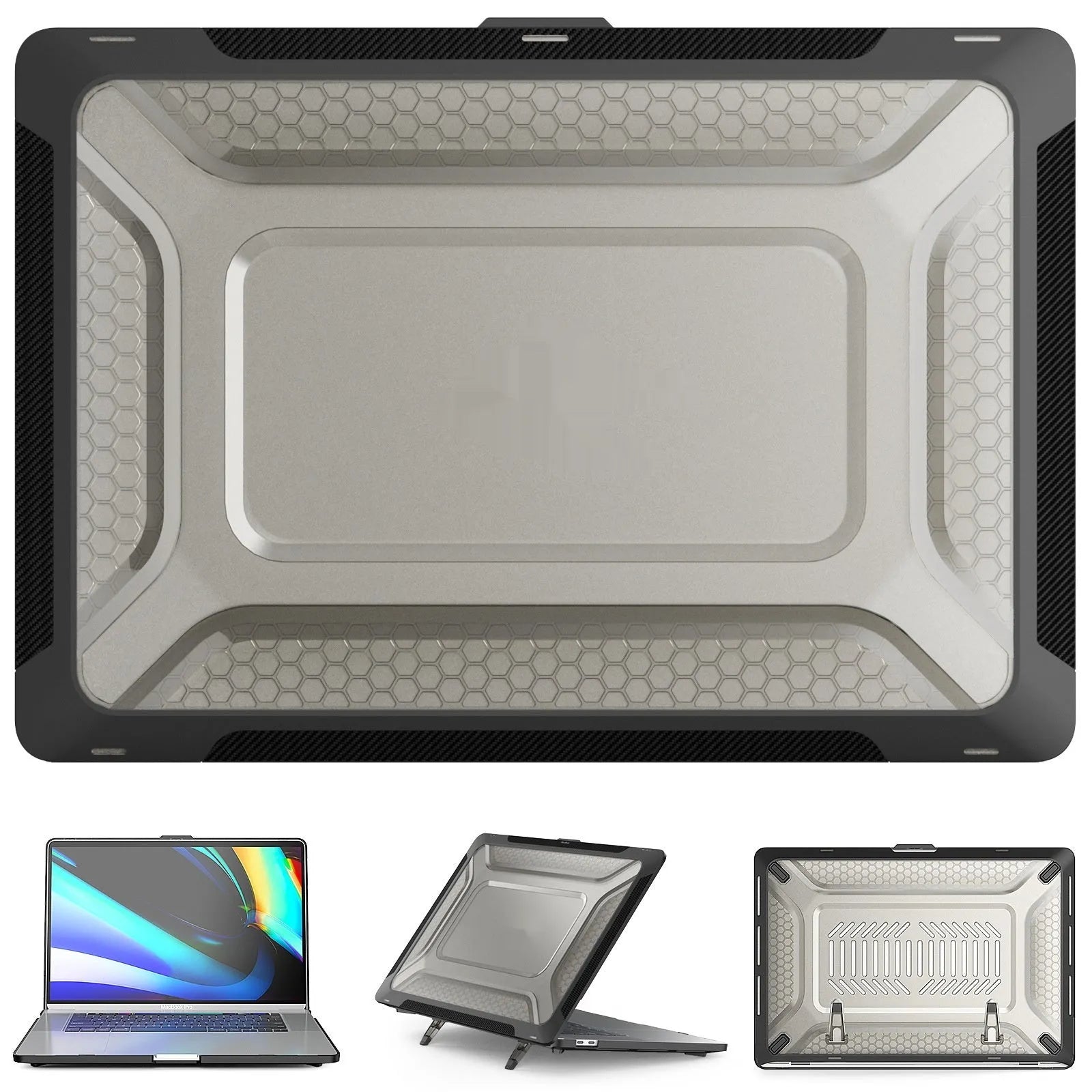 MacBook protective sleeve case in four colours: cold black, starry sky grey, elegant apricot, and sapphire blue