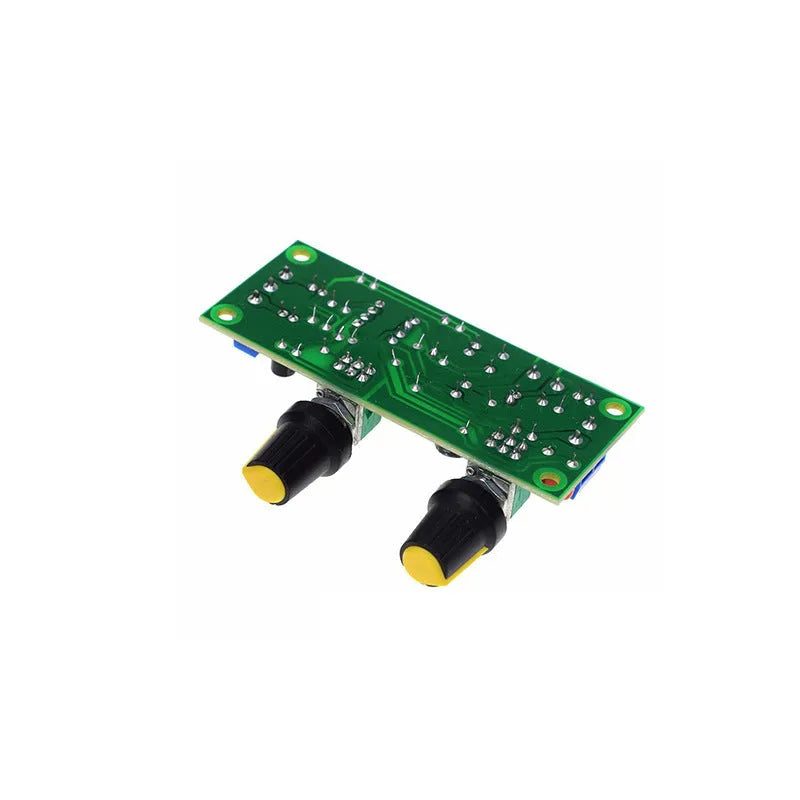 Single power supply 10-24V super dynamic bass boost front stage audio circuit board on a green FR-4 PCB.