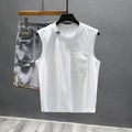 Cotton sleeveless t-shirt in loose fit with straight hem design in black or white colours