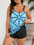 Plus-size swimsuit bikini set with a sling pattern design, shown in picture colour.