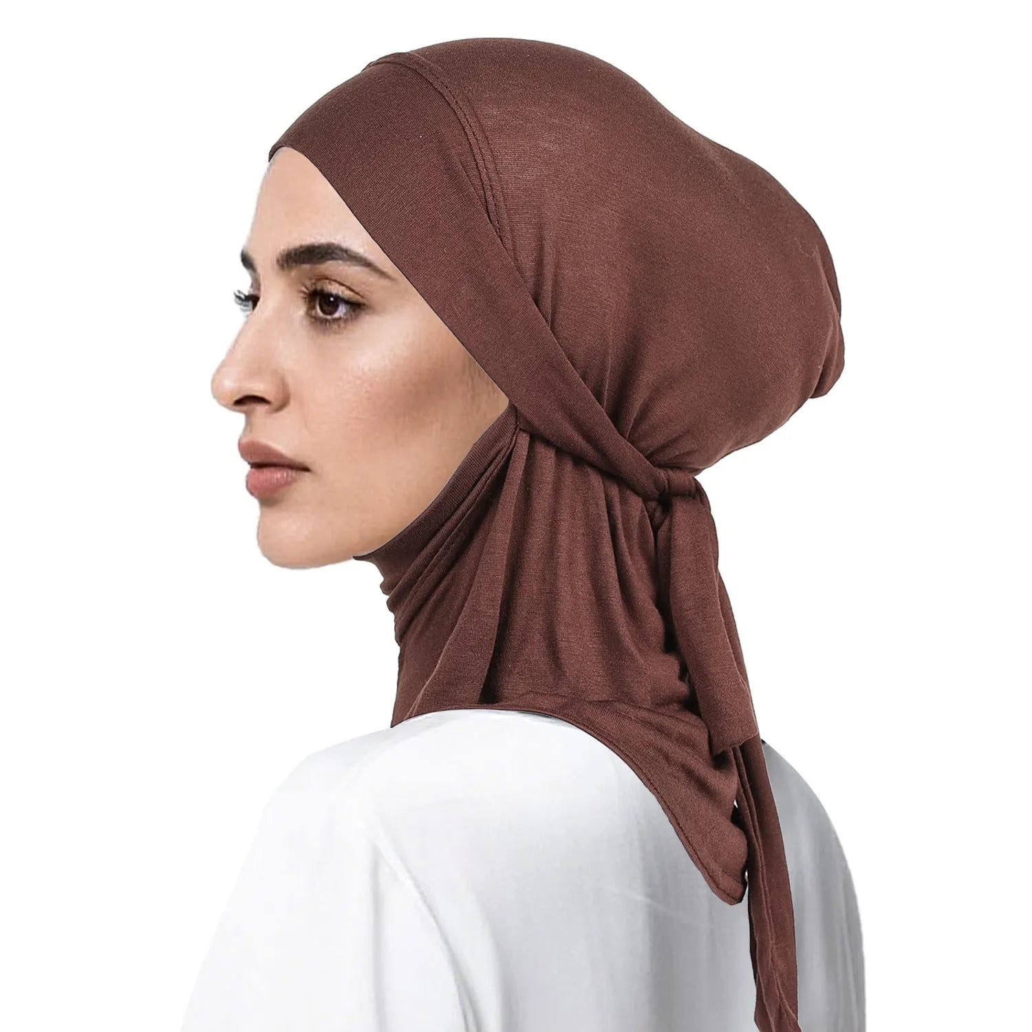 Women's hand-embroidered polyester dome crown headscarf in black – winter sun protection and warmth