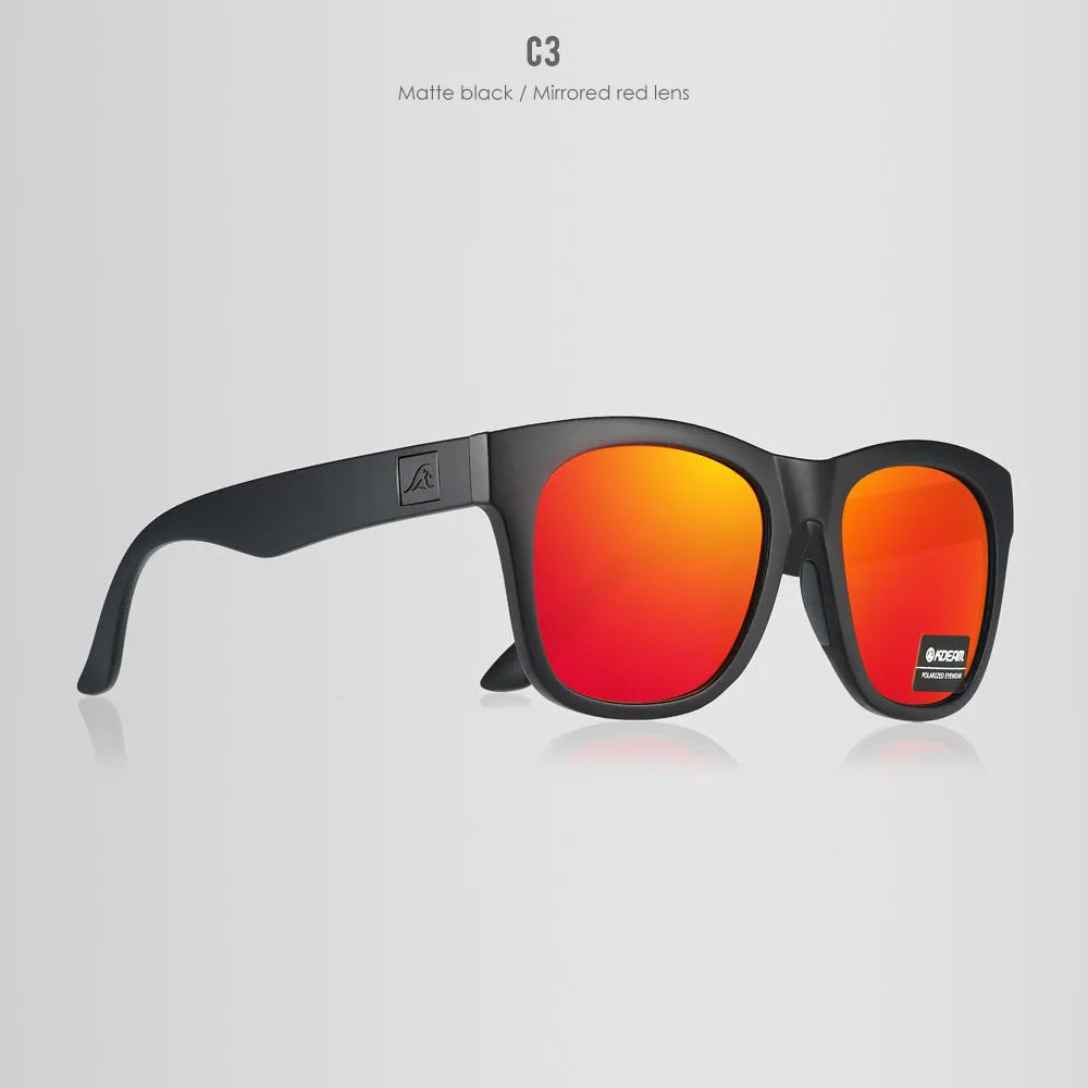Thickened polarized sunglasses with TAC lenses and PC frame for outdoor UV protection.