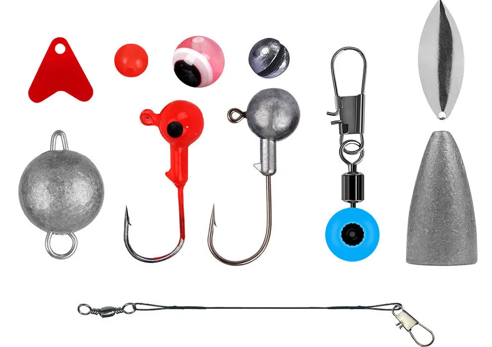 Weihe 257 pieces lure fishhook accessories suit in orange or black box for fishing