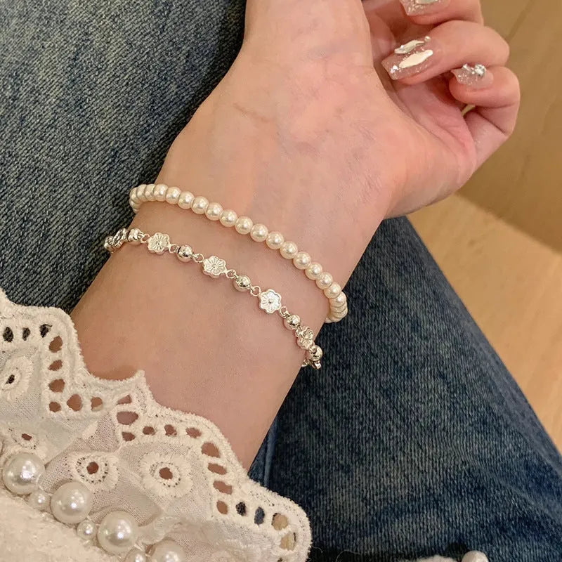 Peach blossom butterfly alloy bracelet with peach heart chain and geometric rose design