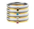 Titanium steel ring with December birthstone and geometric engraved design