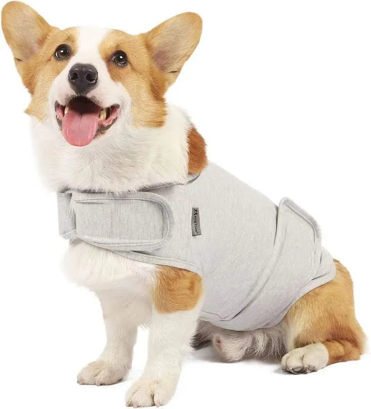 Brown brocade cotton dog tank top for separation anxiety relief with casual pet clothing design