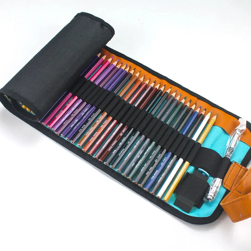 50 wooden coloured pencils for oily painting in storage case with basswood barrels