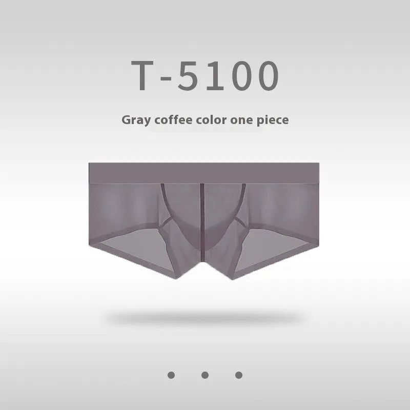 Men's seamless ice silk low waist underwear in multiple colours showing ultra-thin sheer fabric