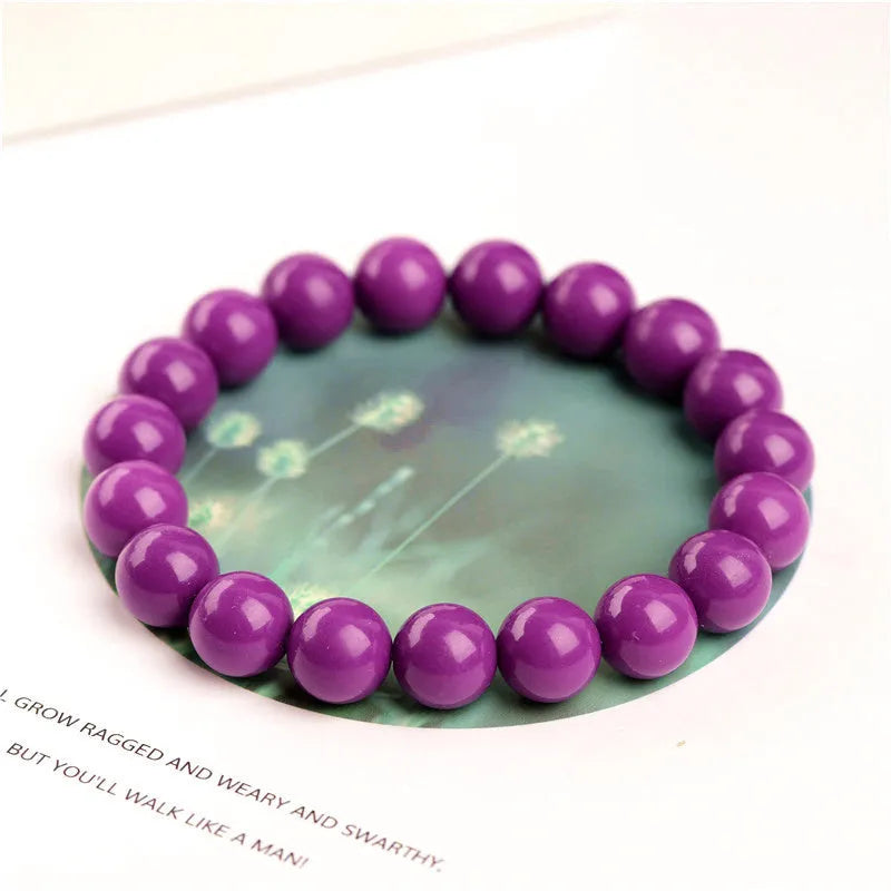 Jiuya purple mica crystal bracelet with polished beads in single circle design