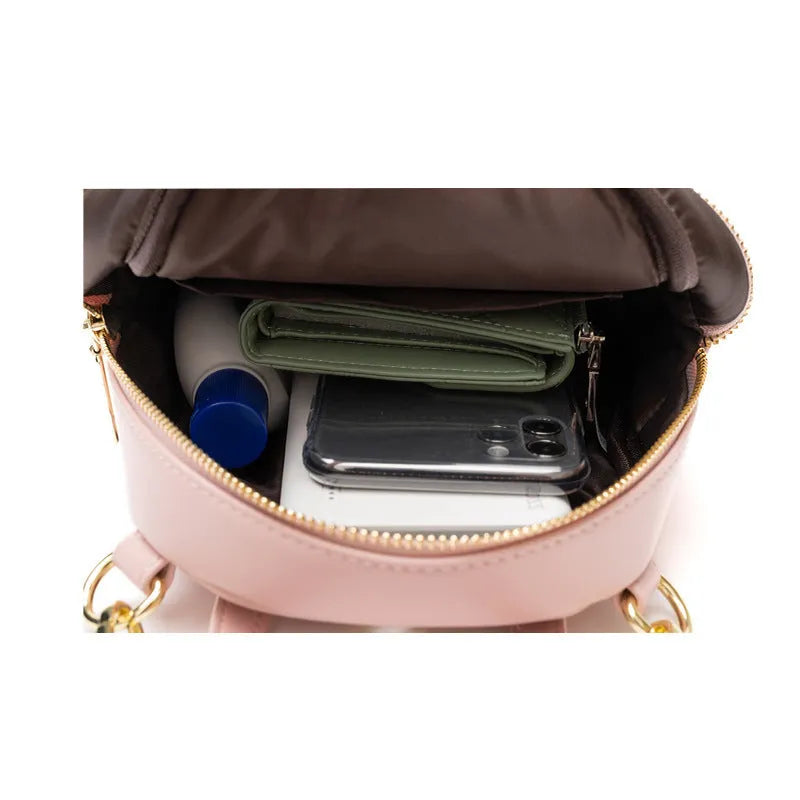Soft PU mini backpack in six colour options showing three-dimensional pockets and street style design