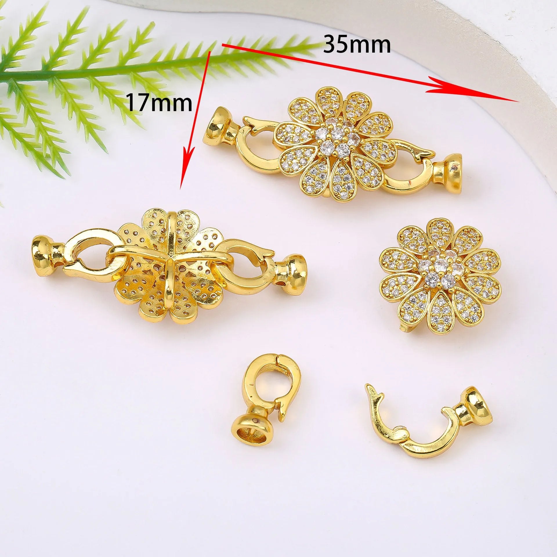 Gold plated jewellery chain buckle for pearl necklace clasp and DIY jewellery making