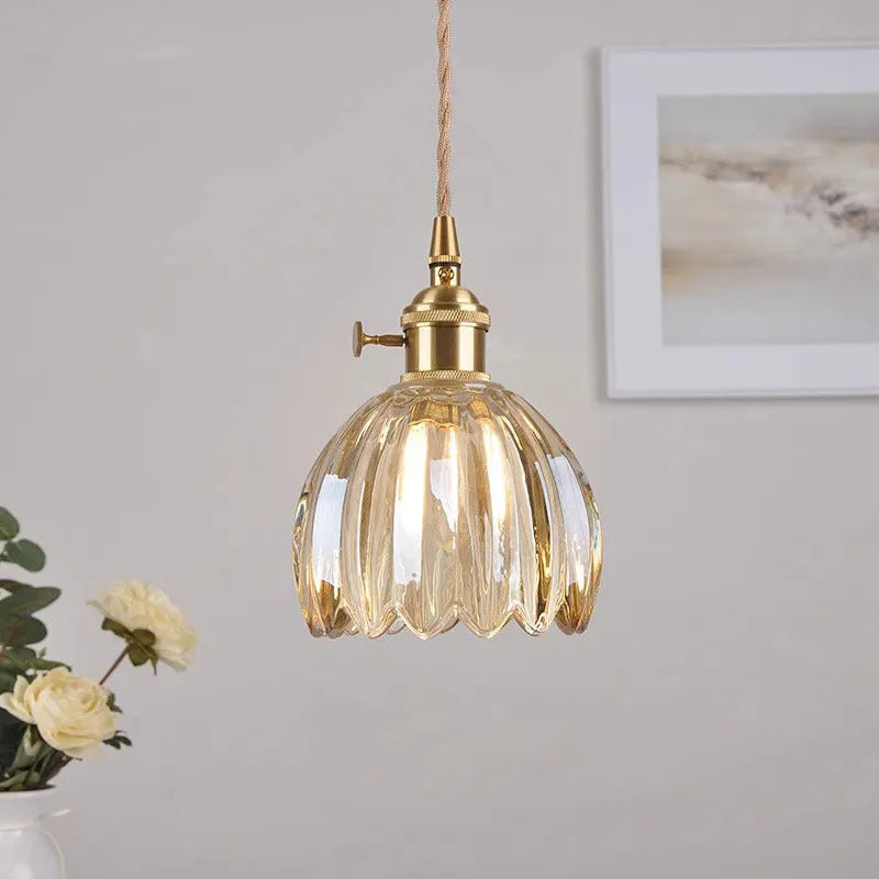 Vintage glass flower bedside chandelier in Nordic style with five colour options