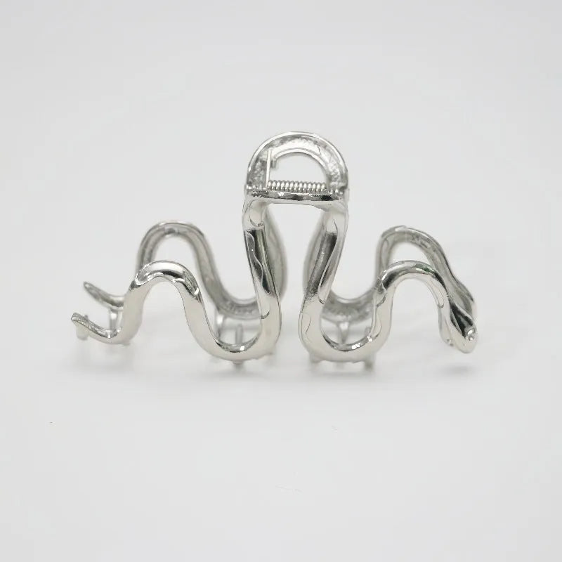 Metal Slytherin serpentine snake hair barrette in silver or gun black, 10.5 cm long.