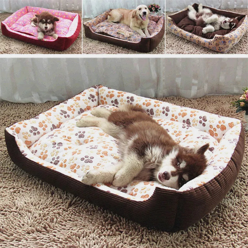 Beige soft plush sofa-style pet dog bed with raised sides for a small dog.