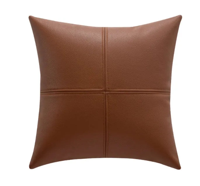 Solid colour cowhide leather pillow cover in Nordic style with PP cotton filler