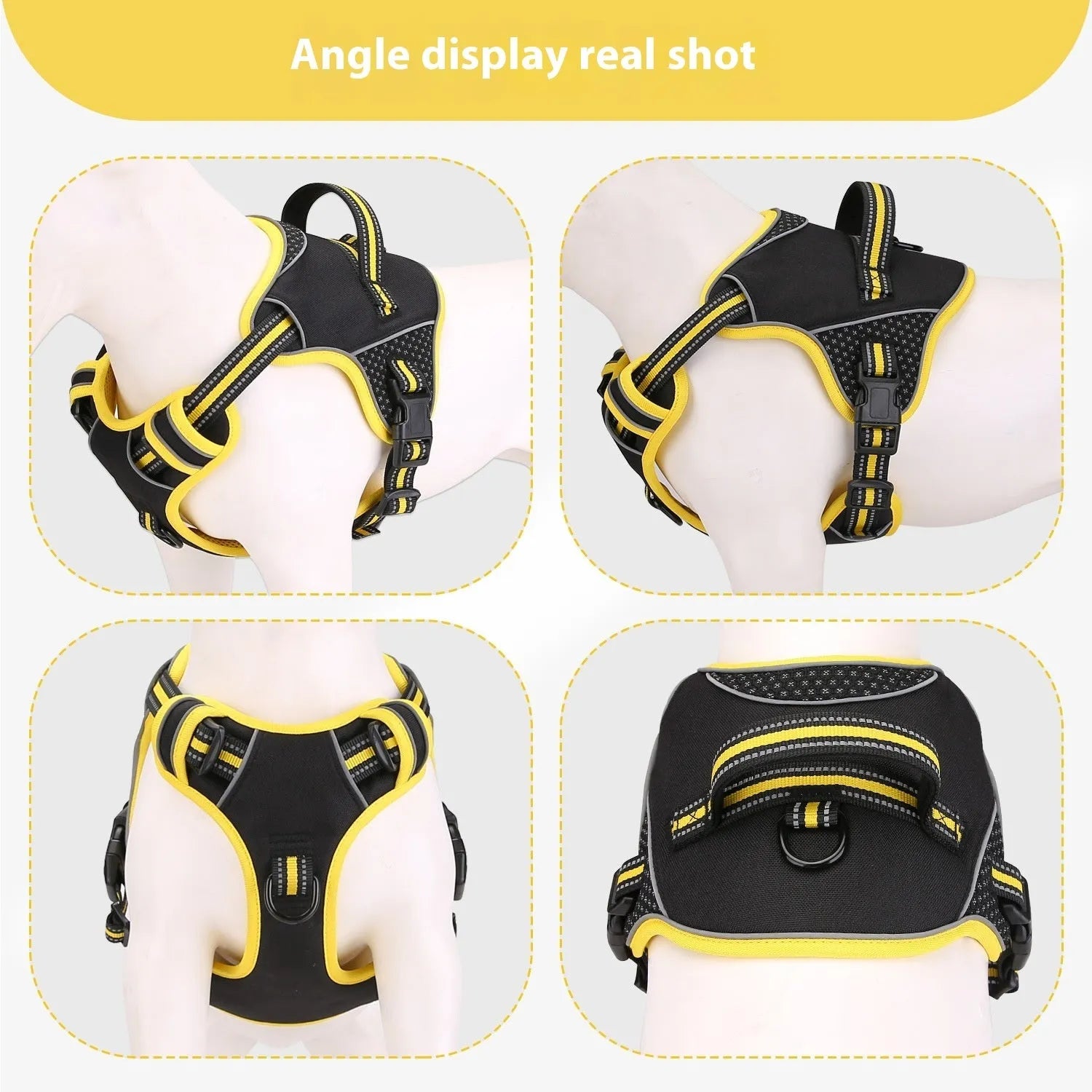 Orange polyester dog harness with anti-breaking design for outdoor training and walks