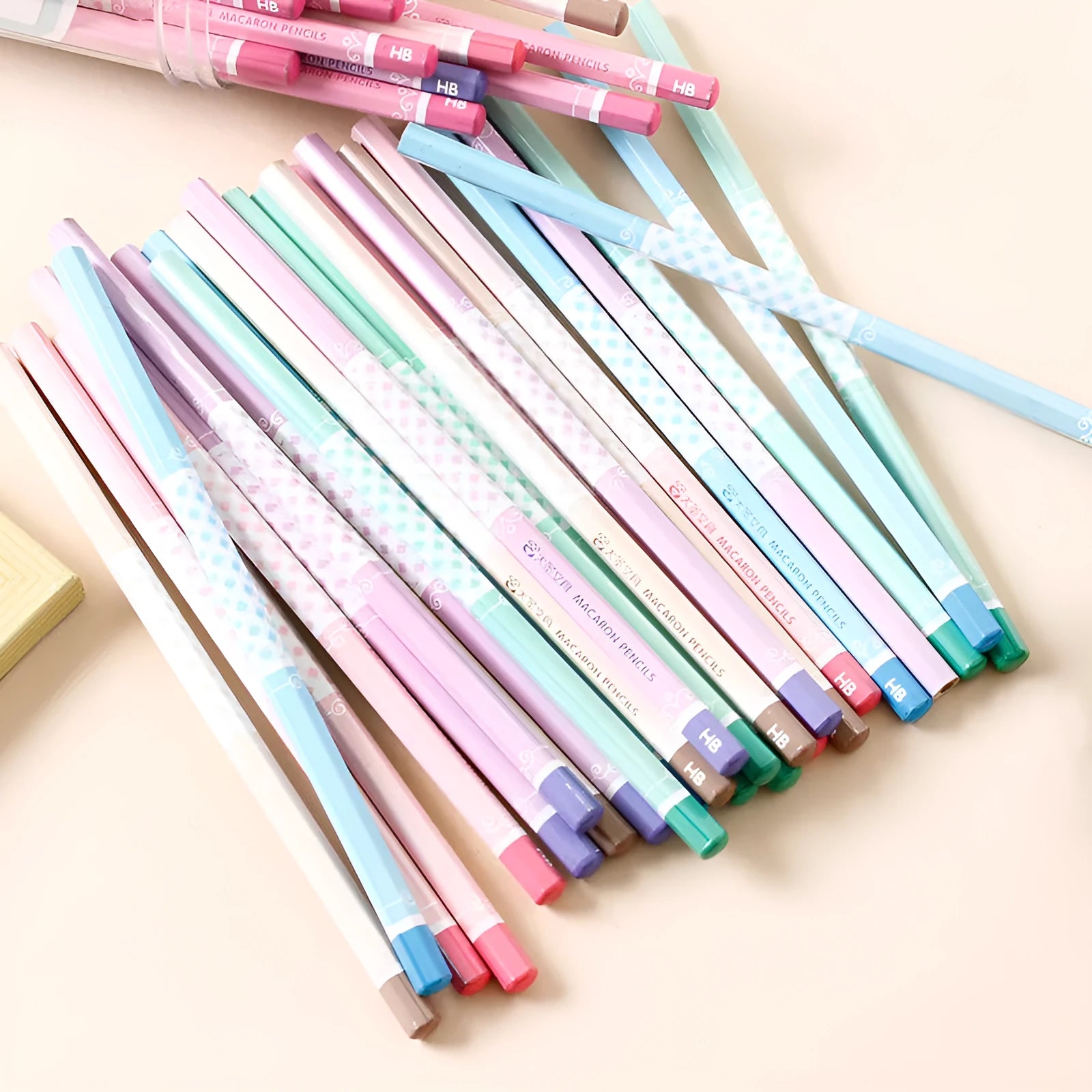 Barrel containing 50 HB basswood hexagonal pencils for school and office use