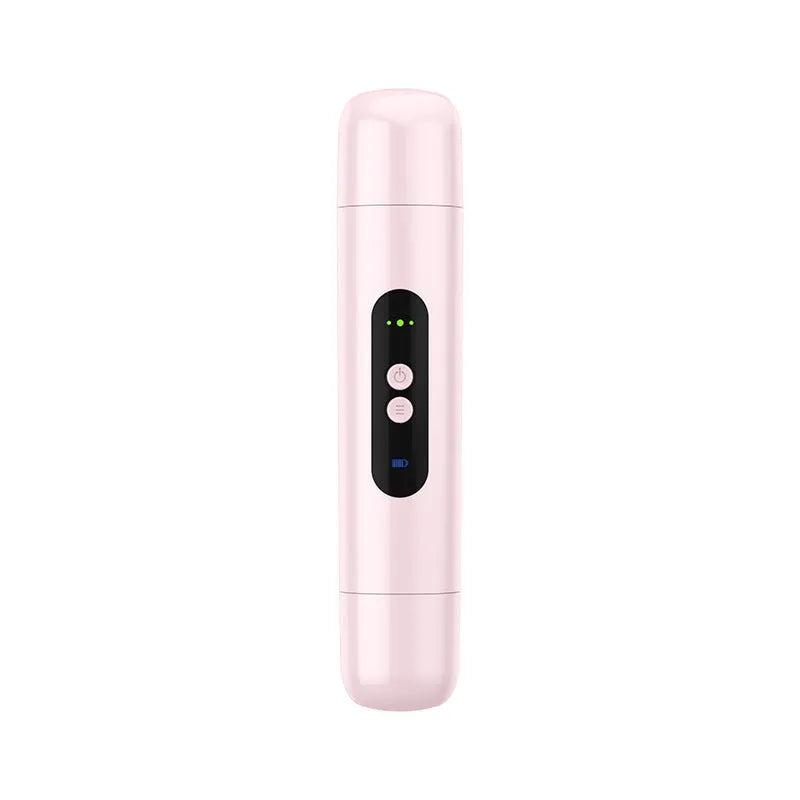 Pink portable electric armpit hair trimmer with floating blade and USB charging cable