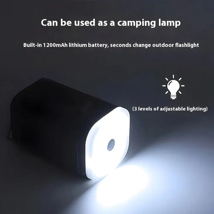 Camping multi-function pump with lighting and SOS in light sand colour, Type-C interface
